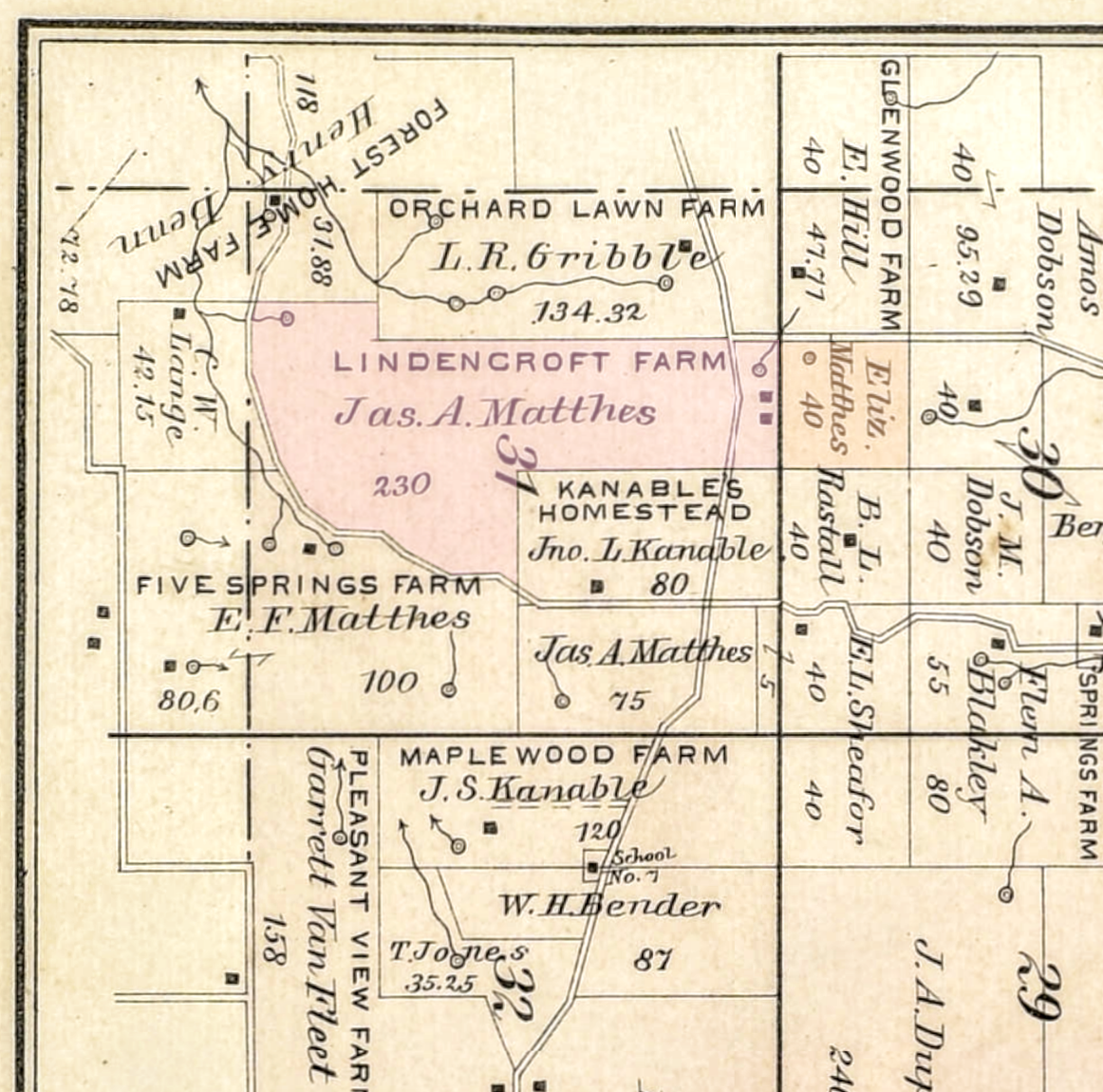 1895 Map of Lindencroft Farm